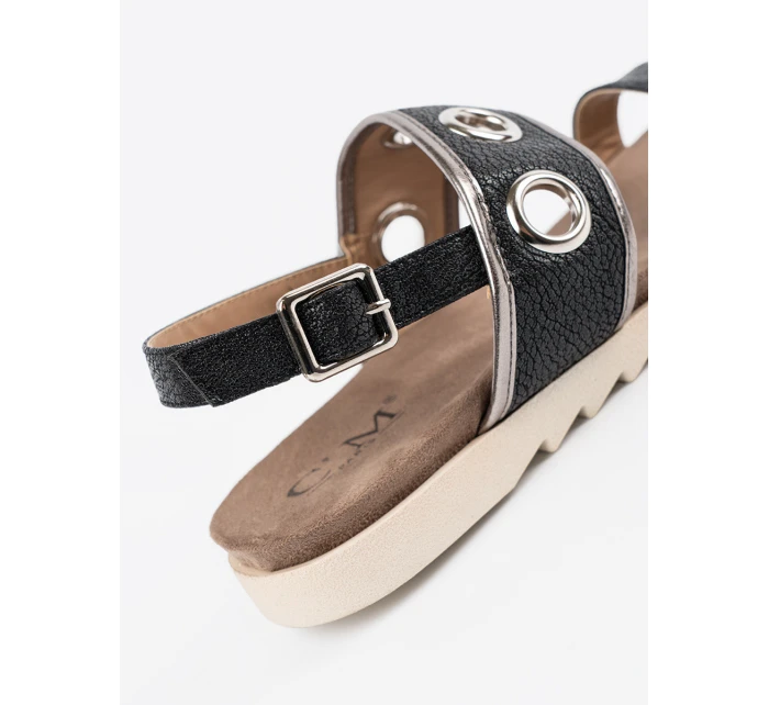 Moderní černé dámské sandály bez podpatku Moderní černé dámské sandály bez podpatku