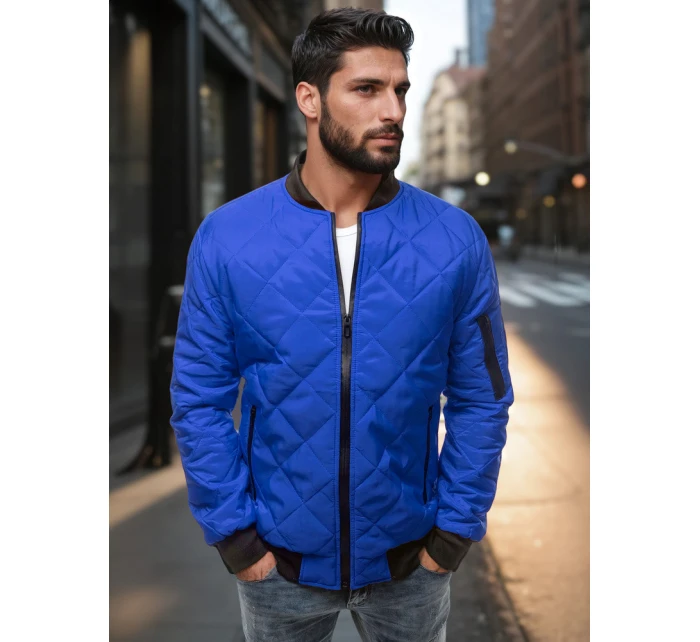 Pánská prošívaná bunda bomber modrá TX2214 Pánská prošívaná bunda bomber modrá TX2214