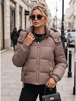 Kurtka damska zimowa pikowana z kapturem beżowa model 22361785 - FashionStreet Kurtka damska zimowa pikowana z kapturem beżowa model 22361785 - FashionStreet