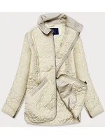 Tenká dámská bunda v krémové barvě s ozdobným prošíváním (JIN226) Tenká dámská bunda v krémové barvě s ozdobným prošíváním (JIN226)