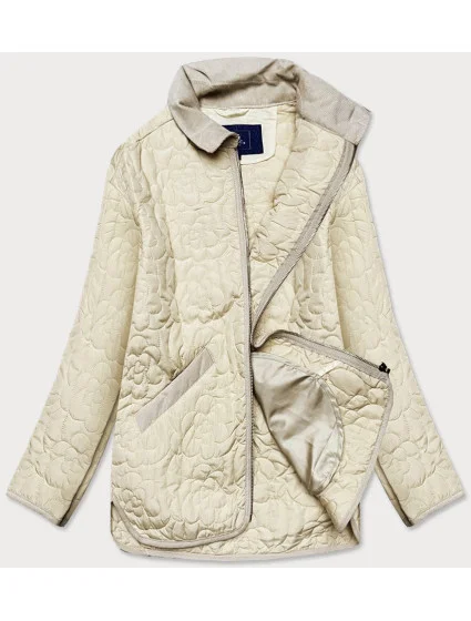 Tenká dámská bunda v krémové barvě s ozdobným prošíváním (JIN226) Tenká dámská bunda v krémové barvě s ozdobným prošíváním (JIN226)