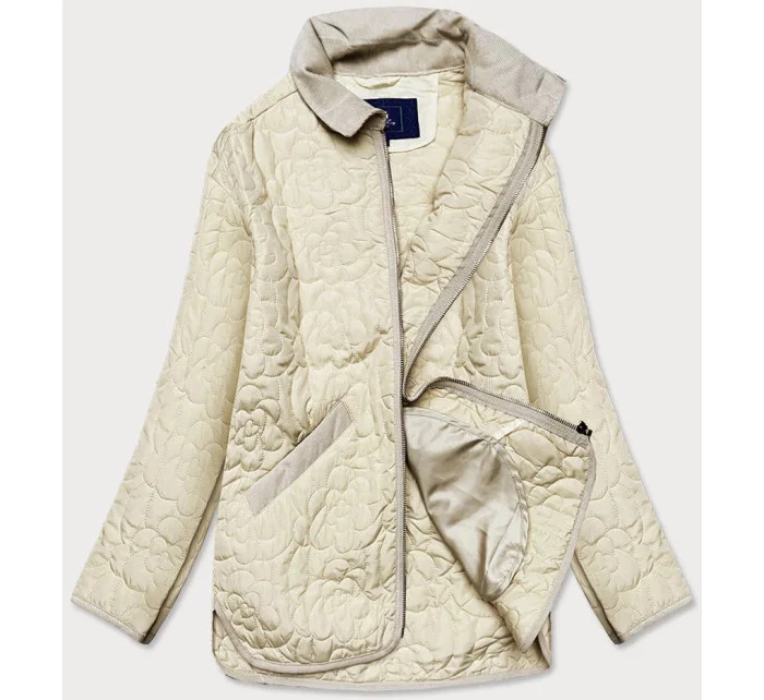 Tenká dámská bunda v krémové barvě s ozdobným prošíváním (JIN226) Tenká dámská bunda v krémové barvě s ozdobným prošíváním (JIN226)