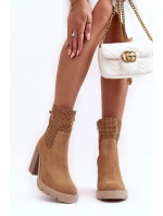 Dámské kůží síťované boty na podpatku Camel Lewski 3386 Dámské kůží síťované boty na podpatku Camel Lewski 3386