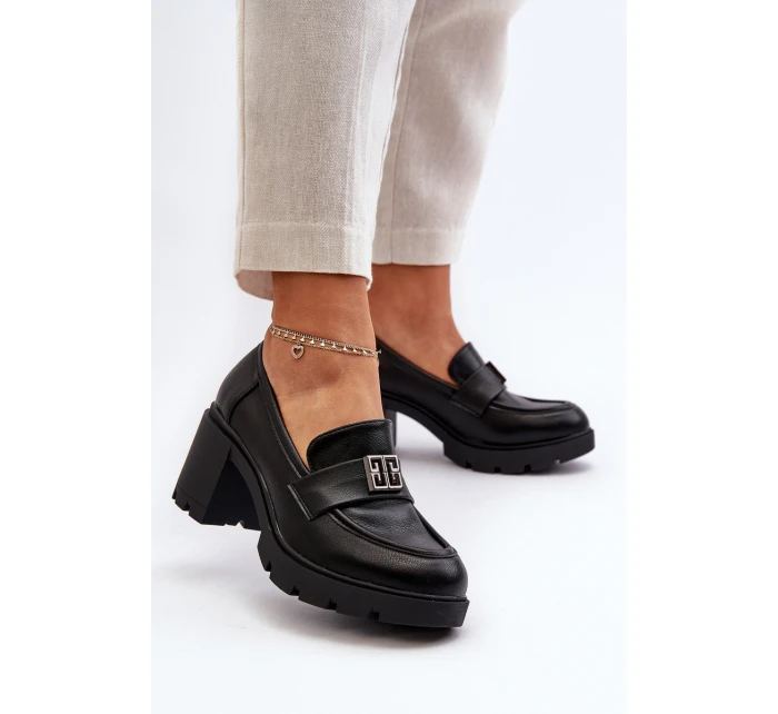 Dámské polobotky na podpatku s ozdobou Černé model 21655240 - Boto Dámské polobotky na podpatku s ozdobou Černé model 21655240 - Boto