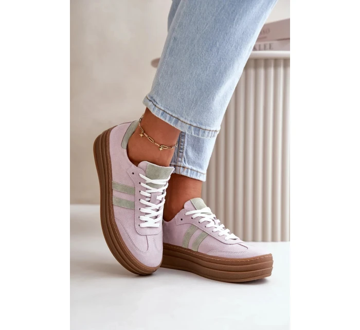 Dámské Semišové Tenisky Na Platformě Fialové Zazoo