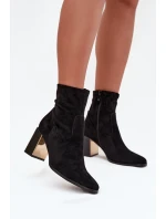 Dámské botky Amelisse – černé, na podpatku, zateplené se zlatým detailem