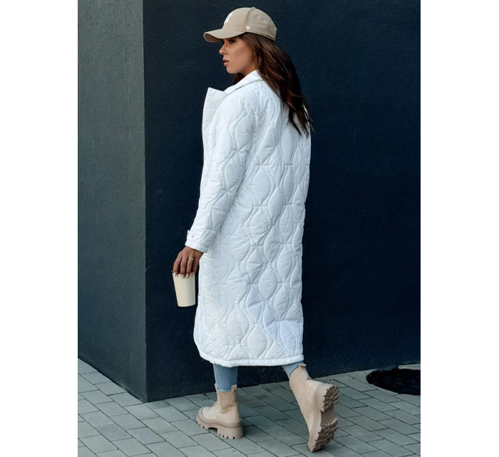 Dámský prošívaný dlouhý kabát TRENDIFY bílý FashionStreet TY4380