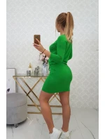 Světle zelené viskózové šaty s vázáním v pase