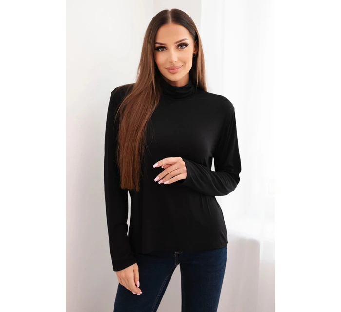 Dámská viskózová blůza s rolákem a dlouhým rukávem černá Dámská viskózová blůza s rolákem a dlouhým rukávem černá