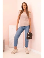 Dámská bavlněná blůza s výstřihem do V a potiskem bílá