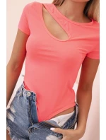 Dámské bavlněné body s V výstřihem a nařasením fango