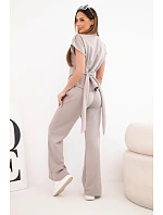 Dámský komplet z model 22048835 materiálu s halenkou s krátkým rukávem a kalhotami se širokou nohavicí fango - K-Fashion