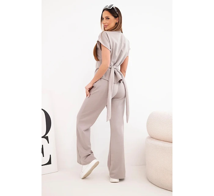 Dámský komplet z model 22048835 materiálu s halenkou s krátkým rukávem a kalhotami se širokou nohavicí fango - K-Fashion