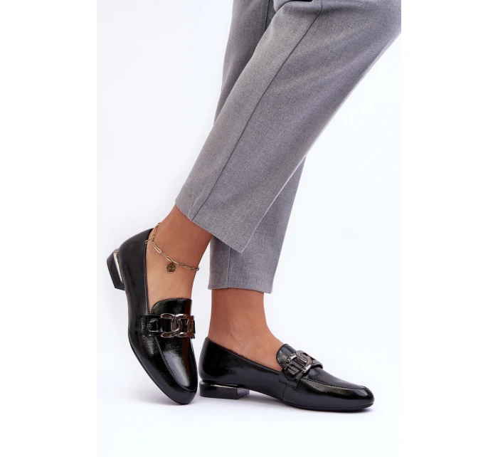 Dámské mokasíny s ozdobou černá model 21636087 - SERGIO LEONE