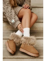 Kožené Sněhule Na Platformě S Kožešinou Camel model 21677869 - Boto
