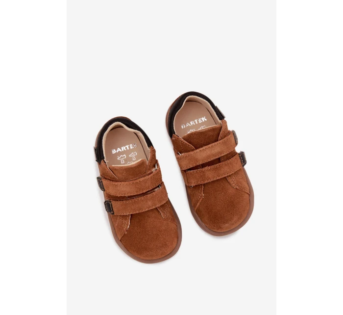 Kožené Sandály Barefoot Dětské  Světle hnědé model 22031694 - Bartek S.A.