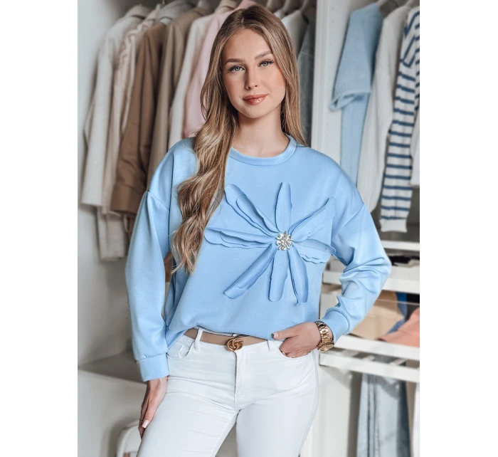 Dámská oversize mikina s květinou PETITKA modrá FashionStreet BY1385