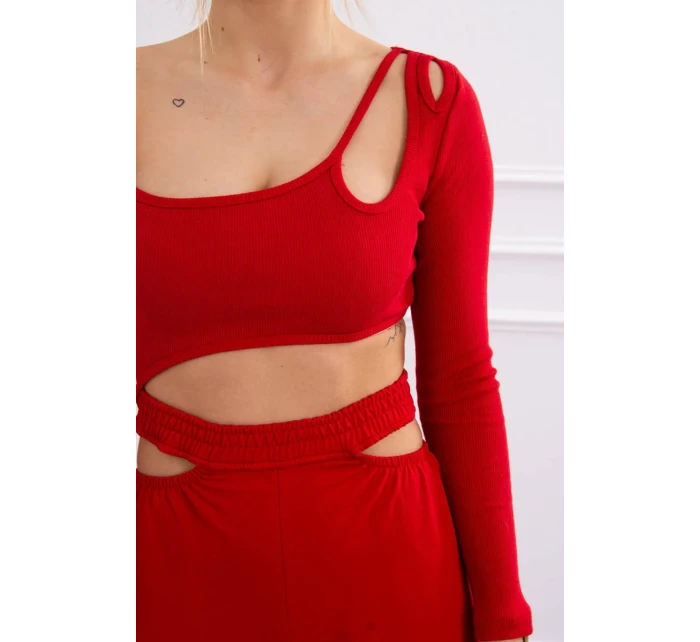 Sada s halenkou top červená