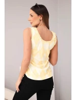 Dámská viskózová blůza s a volánkem výstřihu žlutá model 21954928 - K-Fashion