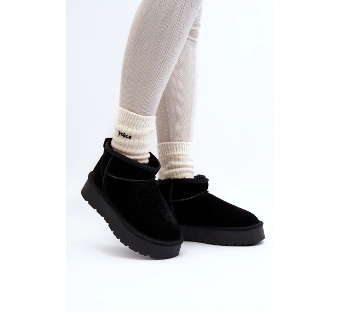 Módní semišové nízké sněhule Černá Nucca Módní semišové nízké sněhule Černá Nucca