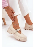 Dámské Polobotky S Přezkou Na Platformě A Plochém Podpatku Béžové model 21690535 - Boto
