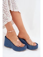 Dámské Pantofle Na Klínu S Páskem Džínové model 21699263 - Boto Dámské Pantofle Na Klínu S Páskem Džínové model 21699263 - Boto