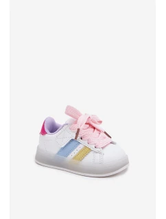 Sportovní boty dětské sneakers s svítící podrážkou bílo-růžové Arielle