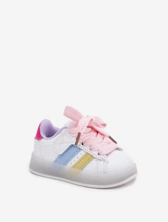 Sportovní boty dětské sneakers s svítící podrážkou bílo-růžové Arielle