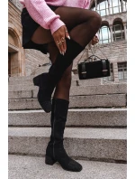 Dámské kozačky s ozdobou na ekokůže Černé model 21715301 - Boto