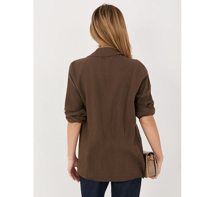 Koszula MI KS model 22102532 ciemny brązowy - FPrice Koszula MI KS model 22102532 ciemny brązowy - FPrice