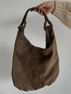 Dámská kabelka z přírodního semiše Floriah – tmavě béžová