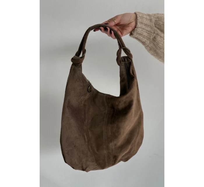 Dámská kabelka z přírodního semiše Floriah – tmavě béžová