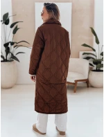 Dámský prošívaný dlouhý kabát TRENDIFY hnědý FashionStreet TY4939