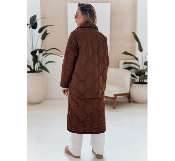 Dámský prošívaný dlouhý kabát TRENDIFY hnědý FashionStreet TY4939