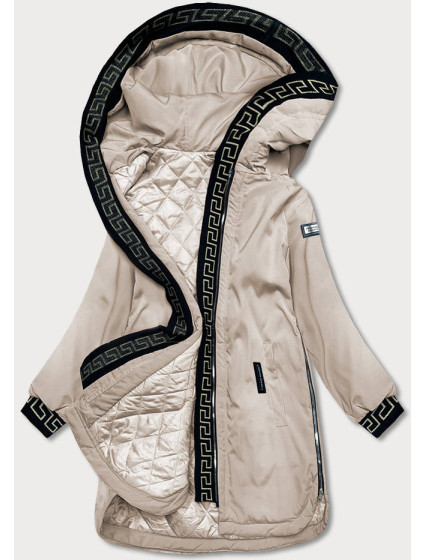 Tmavě béžová dámská bunda s kapucí (B8100-12)