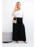 Dámské kalhoty Plus Size s širokými nohavicemi a model 21911606 černé - K-Fashion
