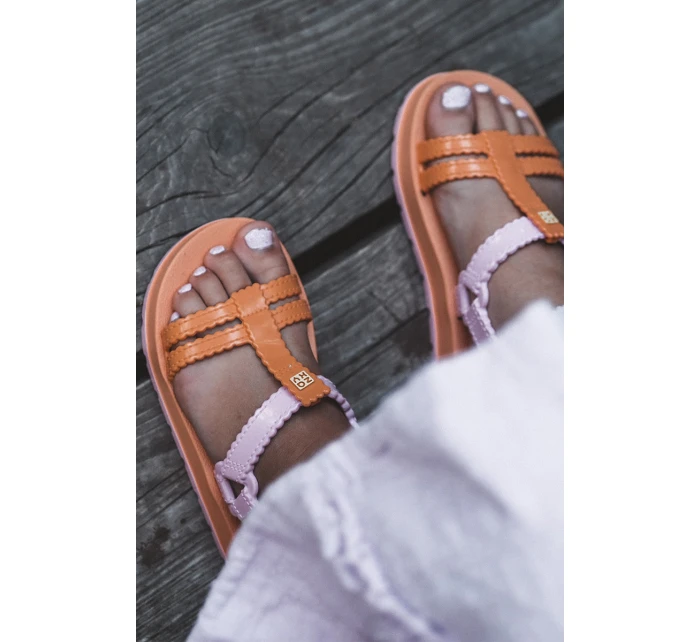 Dětské sandálky na suchý zip  Oranžové model 21662007 - Zaxy