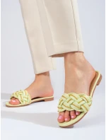 Pěkné dámské nazouváky zelené bez podpatku Pěkné dámské nazouváky zelené bez podpatku