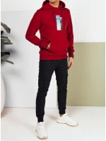 Pánská mikina s kapucí bordó FashionStreet BX5728