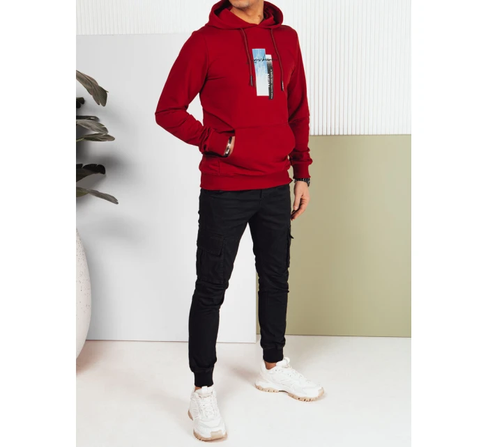 Pánská mikina s kapucí bordó FashionStreet BX5728