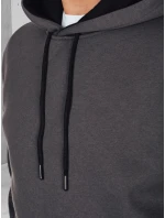 Pánská základní mikina s kapucí v grafitové barvě FashionStreet BX5861