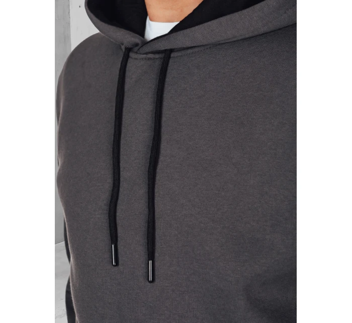 Pánská základní mikina s kapucí v grafitové barvě FashionStreet BX5861