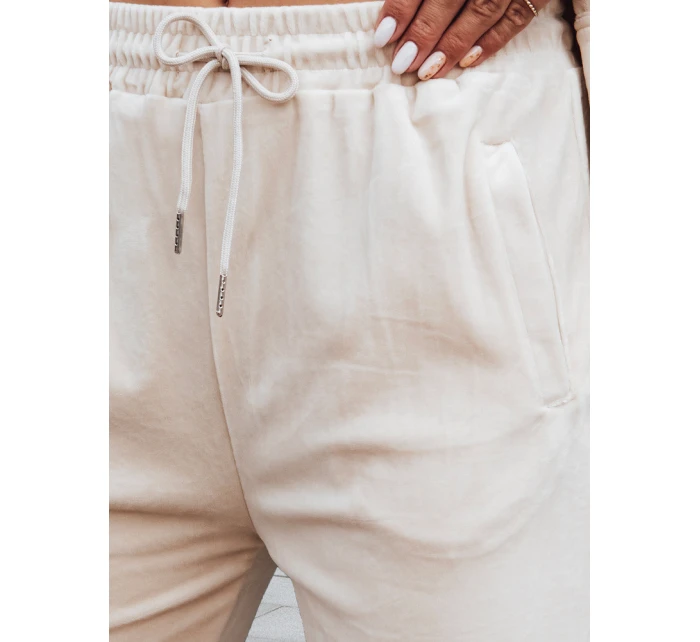 Dámské krémové velurové tepláky FashionStreet UY2841