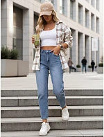 Jeansy damskie mom fit z wysokim stanem model 22102031 - FashionStreet