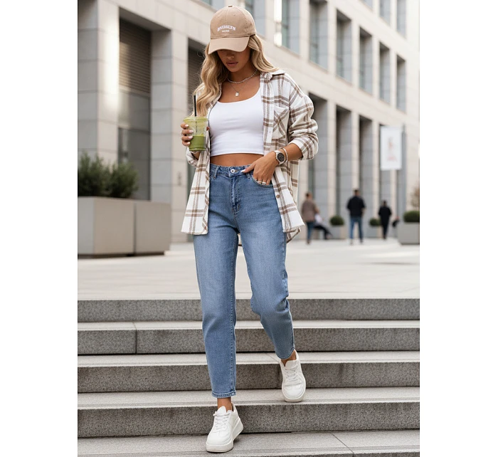 Jeansy damskie mom fit z wysokim stanem model 22102031 - FashionStreet