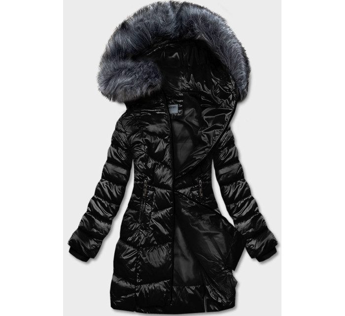 Černá dámská metalická zimní bunda (B8072-1)