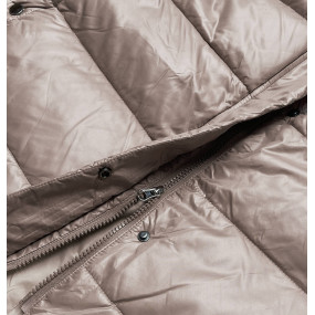 Dlouhá dámská prošívaná bunda ve velbloudí barvě (H-201)