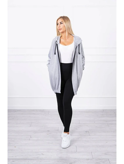Mikina s potkem šedá model 18745141 - K-Fashion Mikina s potkem šedá model 18745141 - K-Fashion
