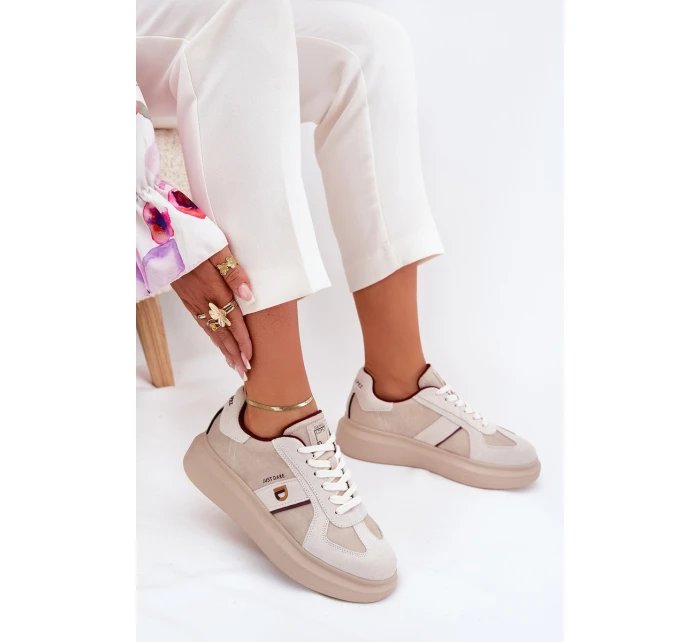 Dámské Kožené Tenisky Na Platformě Daniel Lopez Just Dare SS2D4003 Béžové Dámské Kožené Tenisky Na Platformě Daniel Lopez Just Dare SS2D4003 Béžové