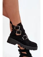 Dámské boty s pásky a stříbrnými sponami Černé Helisse Dámské boty s pásky a stříbrnými sponami Černé Helisse